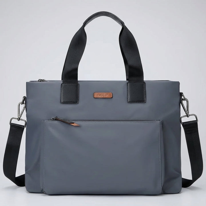 Robuste Laptop Schultertasche MetroBrief in Grau/Schwarz, perfekt für Geschäftsreisen & Organisation im Büroalltag.