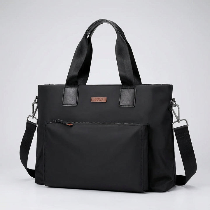 Moderne Business Laptoptasche aus Canvas in Grau, als Aktentasche oder Schultertasche für Arbeit & Reisen.