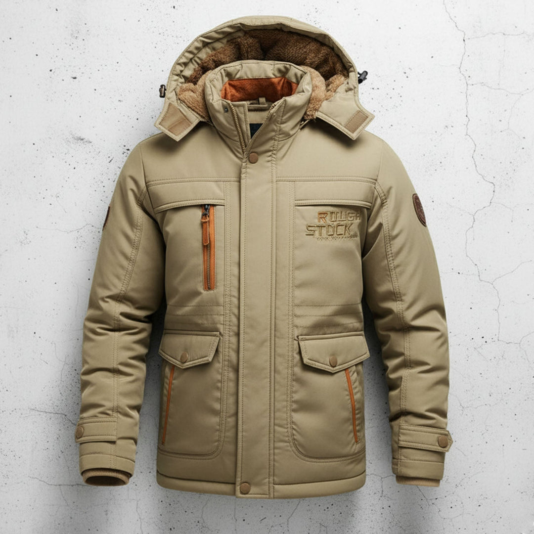 Stylischer Herren Kapuzenparka mit Cargotaschen. Ideal als Alltagsparka & robuste Winterkleidung für Herren.