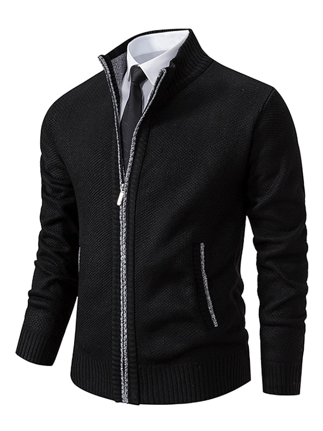 Bequemer Herren Strickcardigan mit Reißverschluss, langarm, ideal für Freizeit & Business Casual.