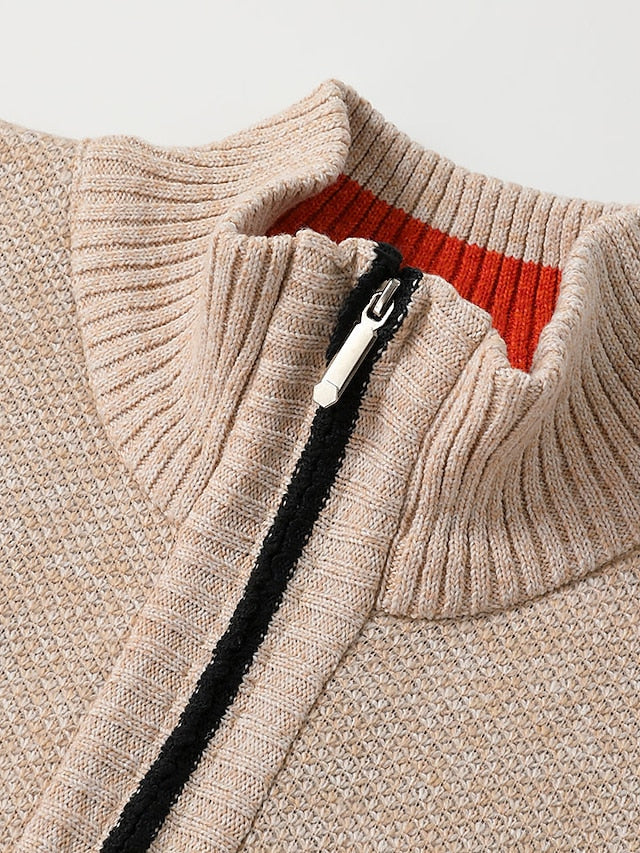 Warmer Herren Strickcardigan mit Reißverschluss, langarm, komfortabel & stilvoll für Herbst/Winter.