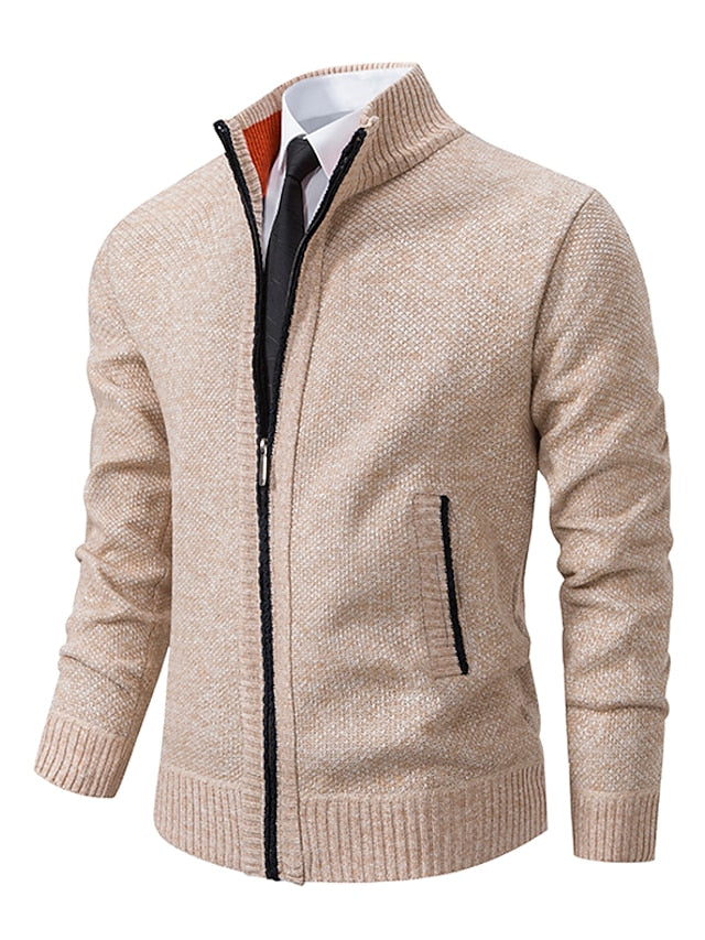 Herren Cardigan mit Reißverschluss, warm & stilvoll, regular fit für Herbst/Wintermode.