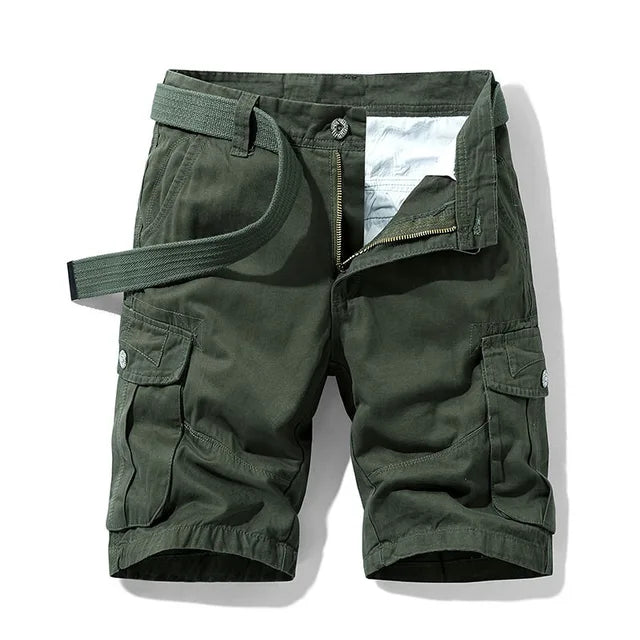 Bequeme Herren Cargo Shorts mit Gürtel, ideal für Outdoor-Aktivitäten & sommerliche Freizeit. Praktische Taschen.