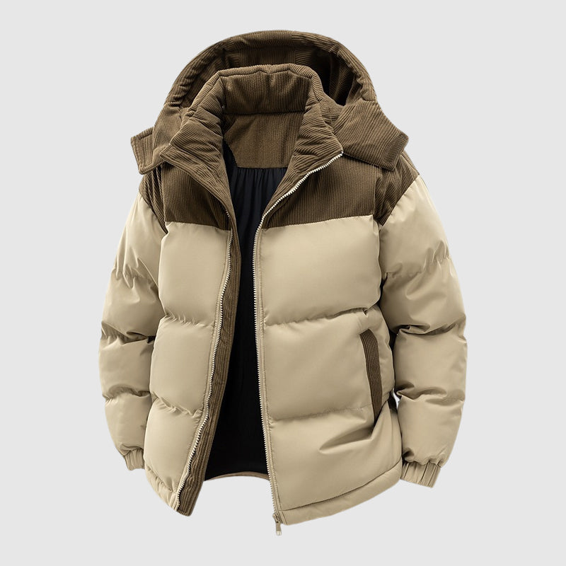 Moderne Herren Zip-up Winter Pufferjacke. Warme Jacke für stilbewusste Männer und kalte Tage.
