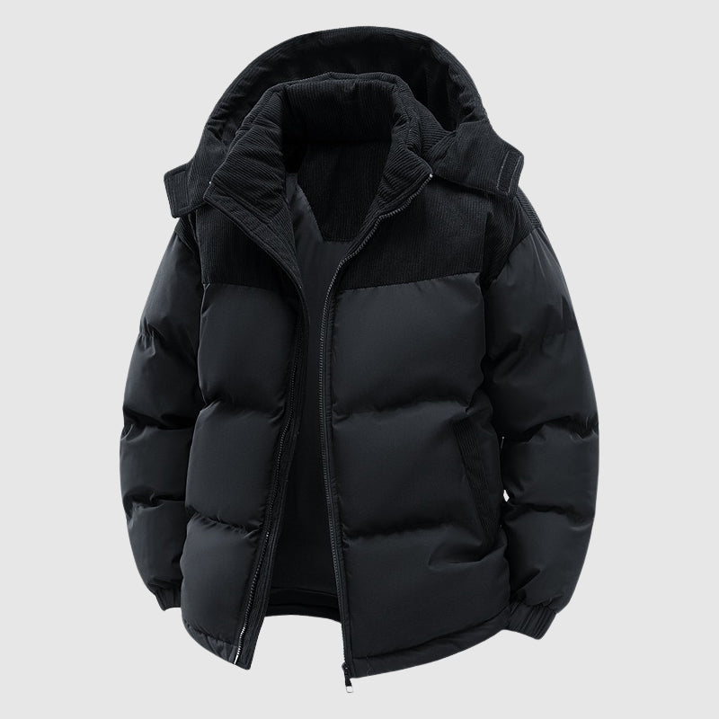 Dicke, wärmende Herren Pufferjacke. Optimale Winterjacke mit Reißverschluss für Schutz vor extremer Kälte.