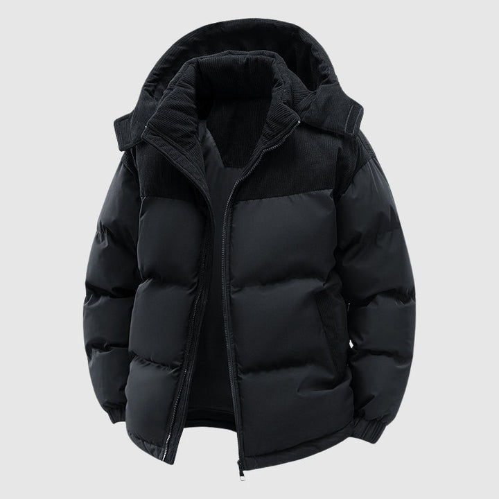 Dicke, wärmende Herren Pufferjacke. Optimale Winterjacke mit Reißverschluss für Schutz vor extremer Kälte.