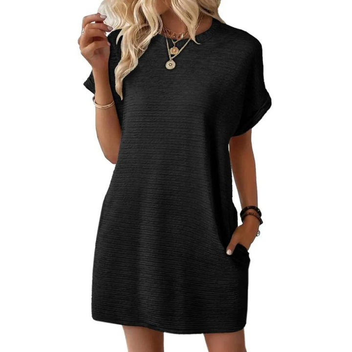 Damen T-Shirt Kleid mit praktischen Taschen, locker geschnitten, ideal als Freizeitkleid für Damen.