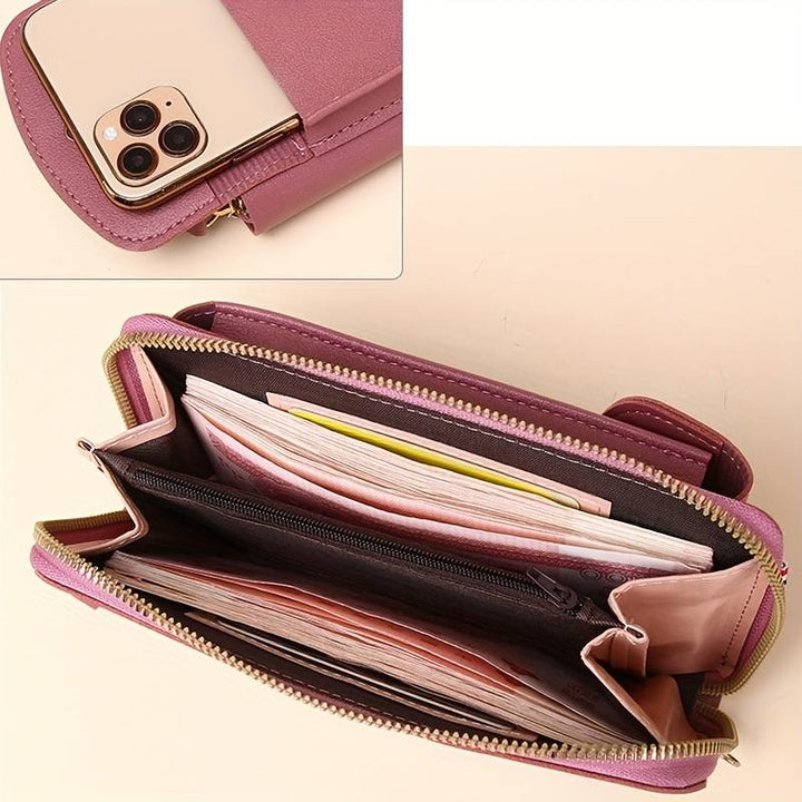 Kompakte Umhängetasche für Smartphone und Geldbörse, unisex, in elegantem Design.