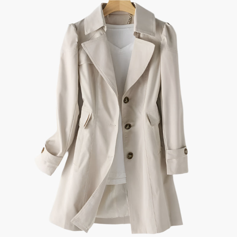 Damen Klassischer Trenchcoat mit Knöpfen. Eleganter, langer Übergangsmantel für Frühling & Herbst.