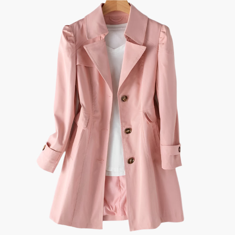 Vielseitiger Damen Trenchcoat mit Knöpfen. Stilvoller Übergangsmantel für Business & Casual Mode.