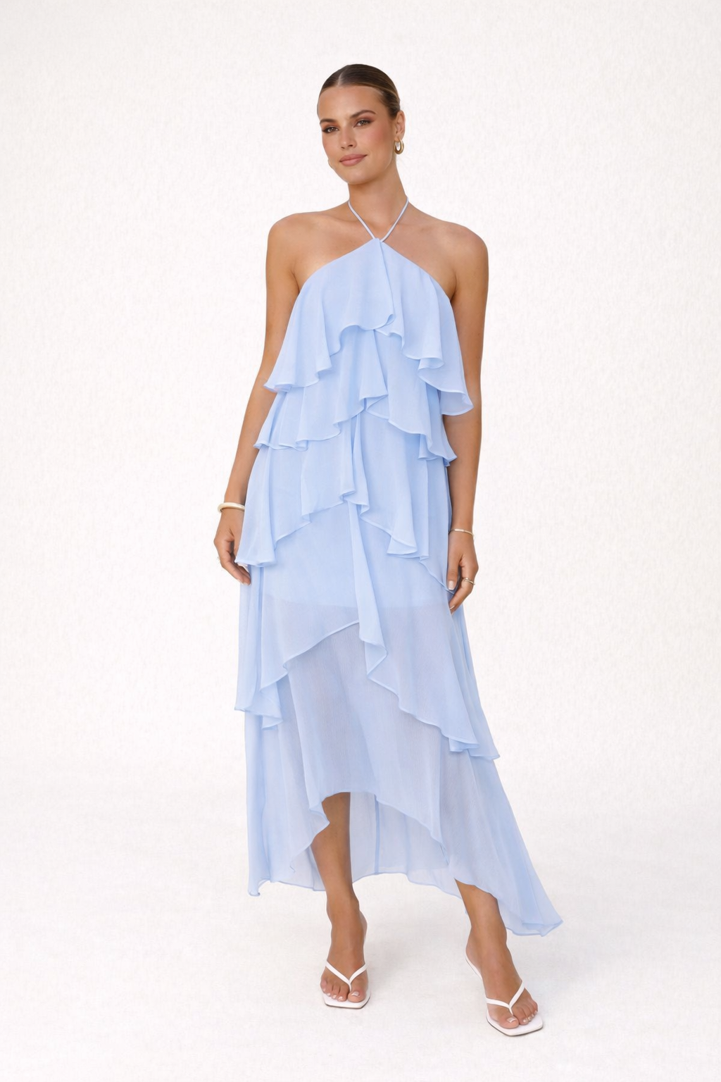 Figurbetontes, elegantes Halterneck Maxikleid für Frauen, ein schickes Party- und Abendkleid.