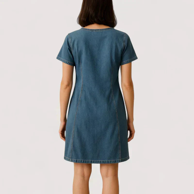 Entspanntes dunkelblaues Damen Freizeitkleid, locker und atmungsaktiv, perfekt für Komfort im Alltag.