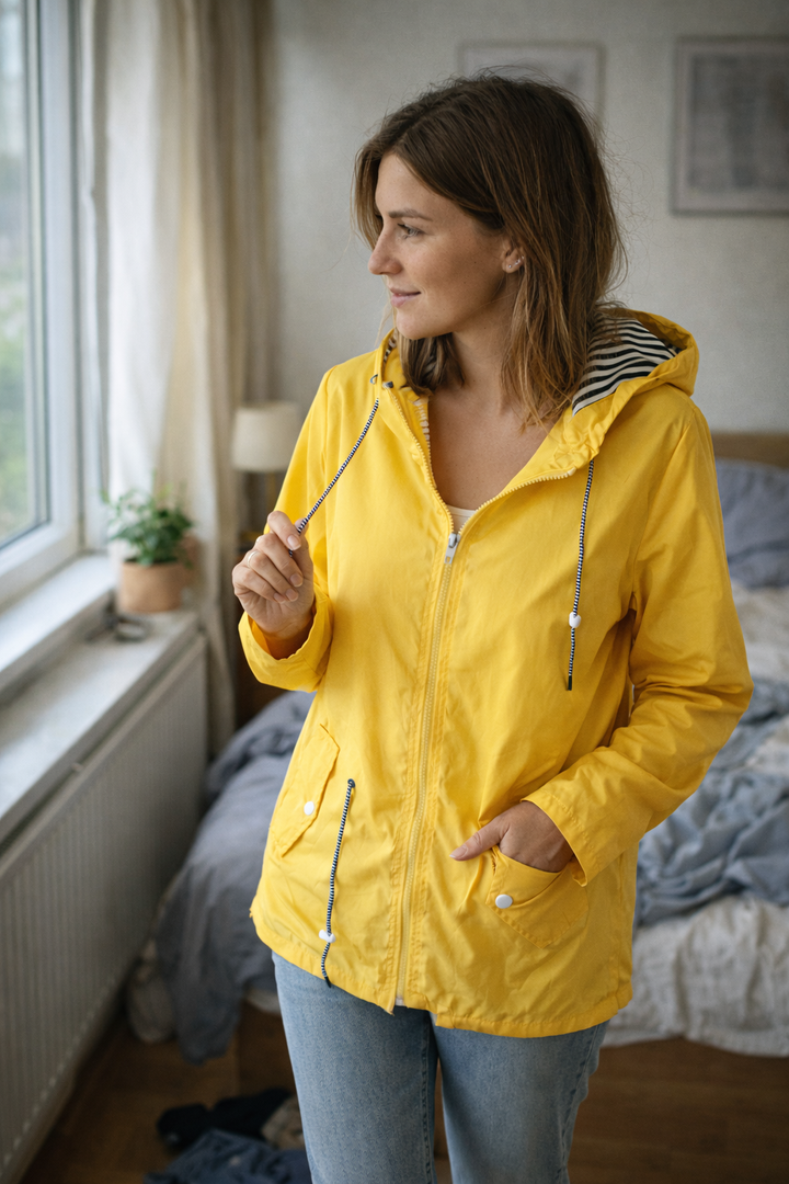 Vielseitige Damen Regenjacke Ute in Blau, leicht & robust, ideal für wechselhaftes Übergangswetter.