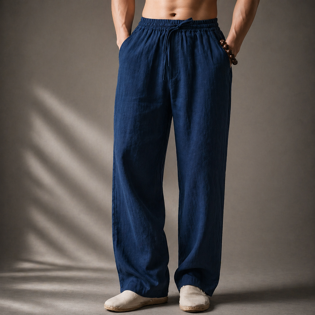 Detail: Kordelzug am Bund der Herren Freizeithose; gerades Bein für Komfort & lässigen Stil. Ideal für den Alltag.