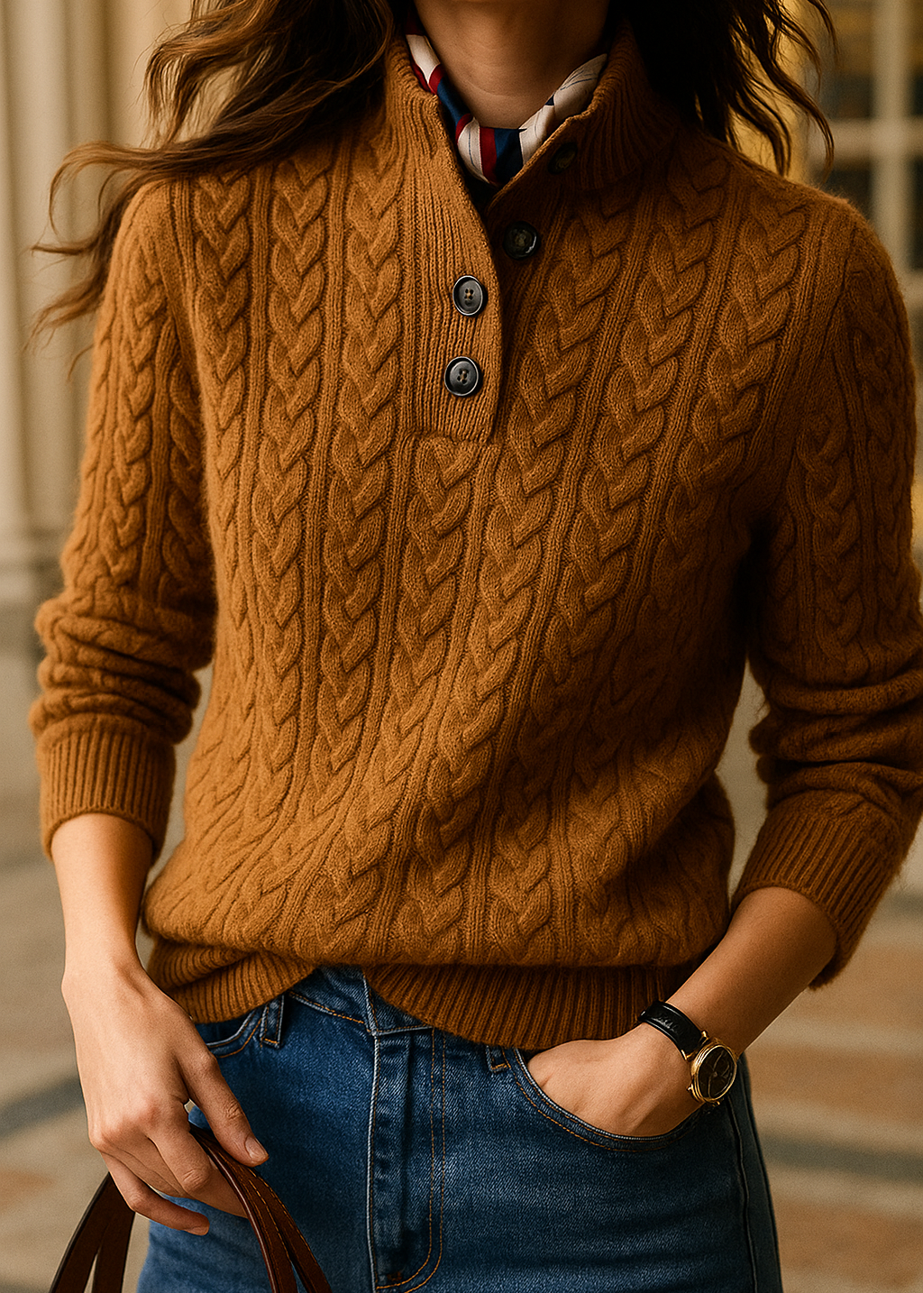 Eleganter Damen-Perlenpullover, weich & vielseitig, perfekt für Herbst & Winter.