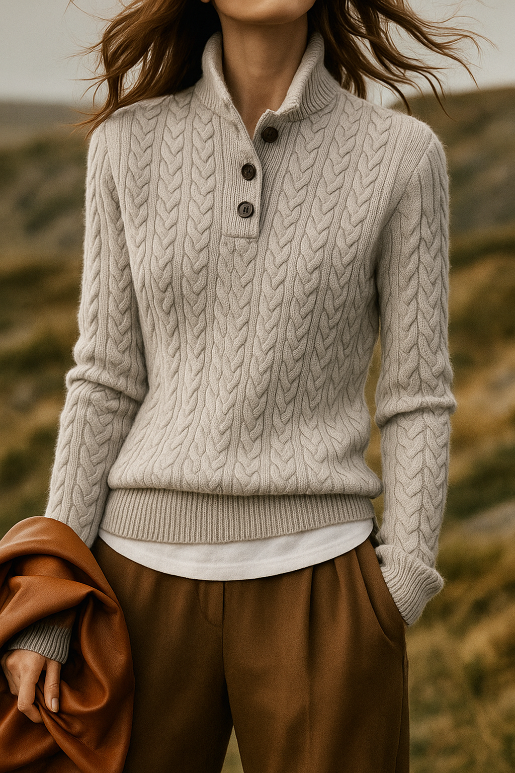 Eleganter Damenpullover mit Perlen, ideal für Business Casual oder stilvolle Abendlooks.