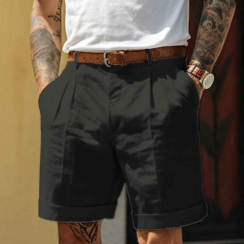 Bequeme, atmungsaktive klassische Herren-Bundfalten-Shorts. Ideal für den Sommer und Freizeit.