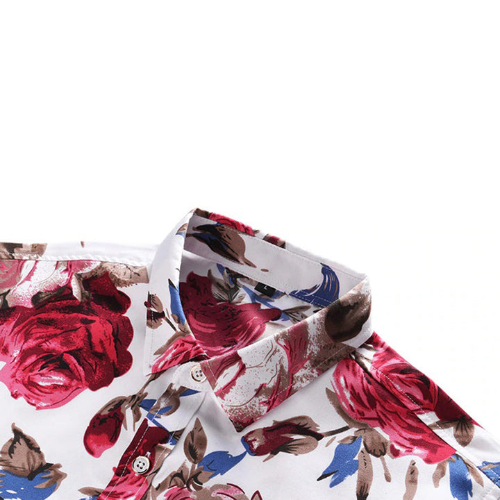 Stilvolles Sommerhemd Finn für Herren, mit leuchtendem Blumenmuster, modisch und bequem.