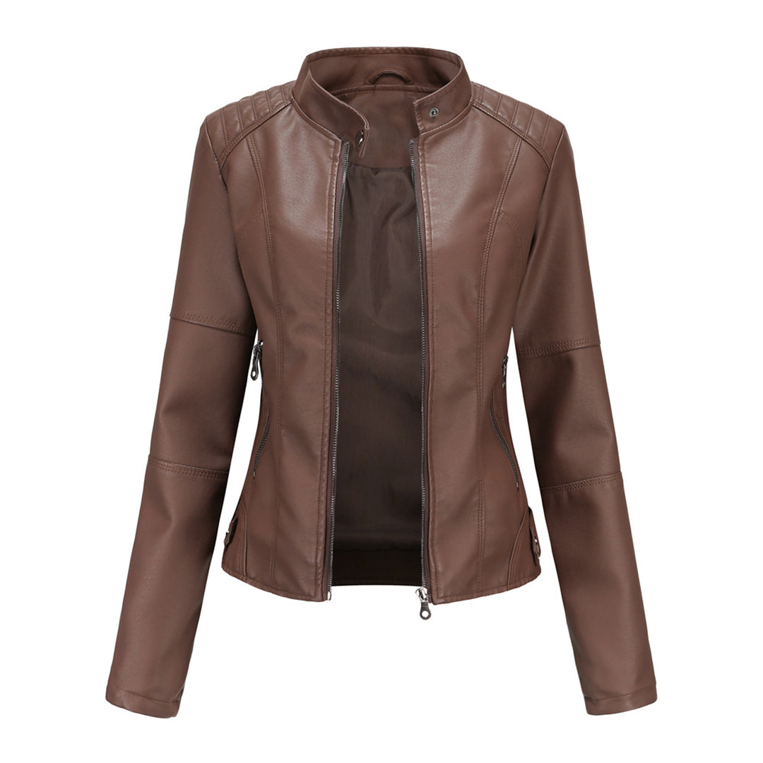 Bequeme Damen Alltagsjacke im Regular Fit, mit praktischem Reißverschluss und Hochkragen für Frühling/Herbst.