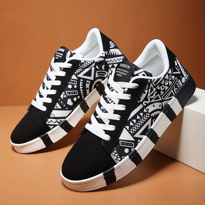 Modische Herren Graffiti-Sneaker, ideal für Freizeit, Skate und urbanen Stil.