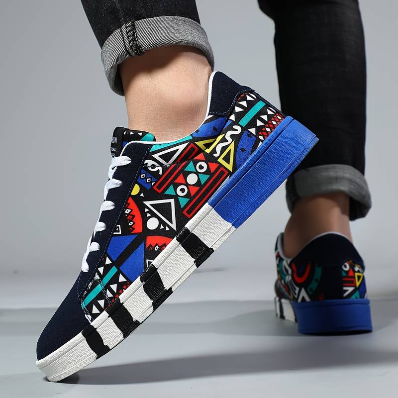 Herren Low-Top-Sneaker "Bernard" mit lebendigem Graffiti-Print, ideal für Skate und Streetwear.