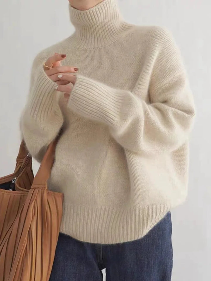Eleganter Damen Rollkragenpullover aus Strick, ideal für stilvolle Winteroutfits und Freizeitmode.