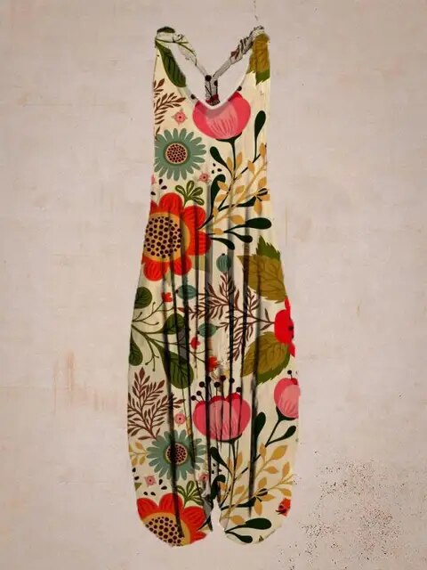 Der perfekte Damen Boho Jumpsuit für den Sommer: luftig, bequem & mit verstellbaren Trägern.