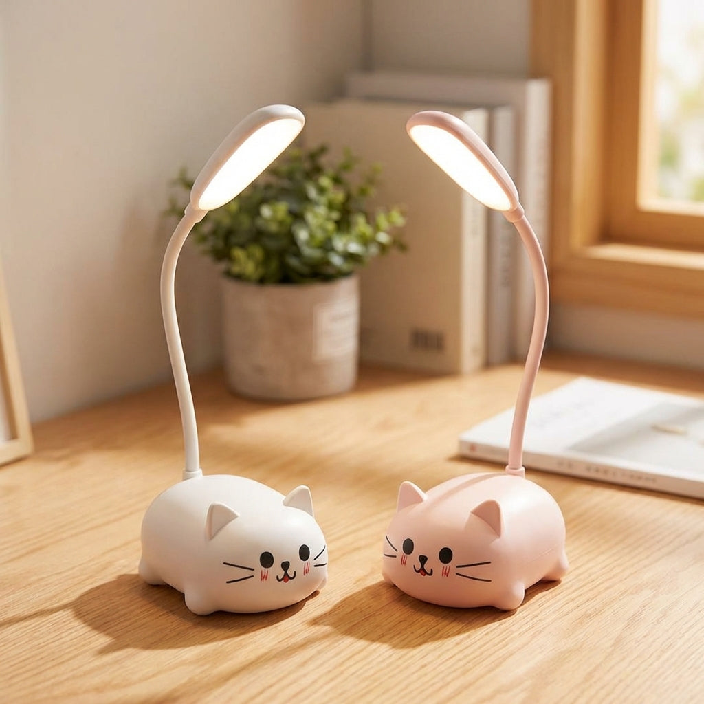 Flexible USB-Schreibtischlampe im Katzen-Design für Kinderzimmer und Büro.