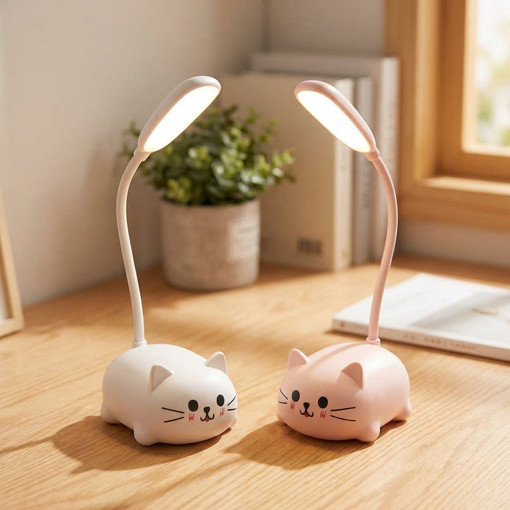 Flexible USB-Schreibtischlampe im Katzen-Design für Kinderzimmer und Büro.