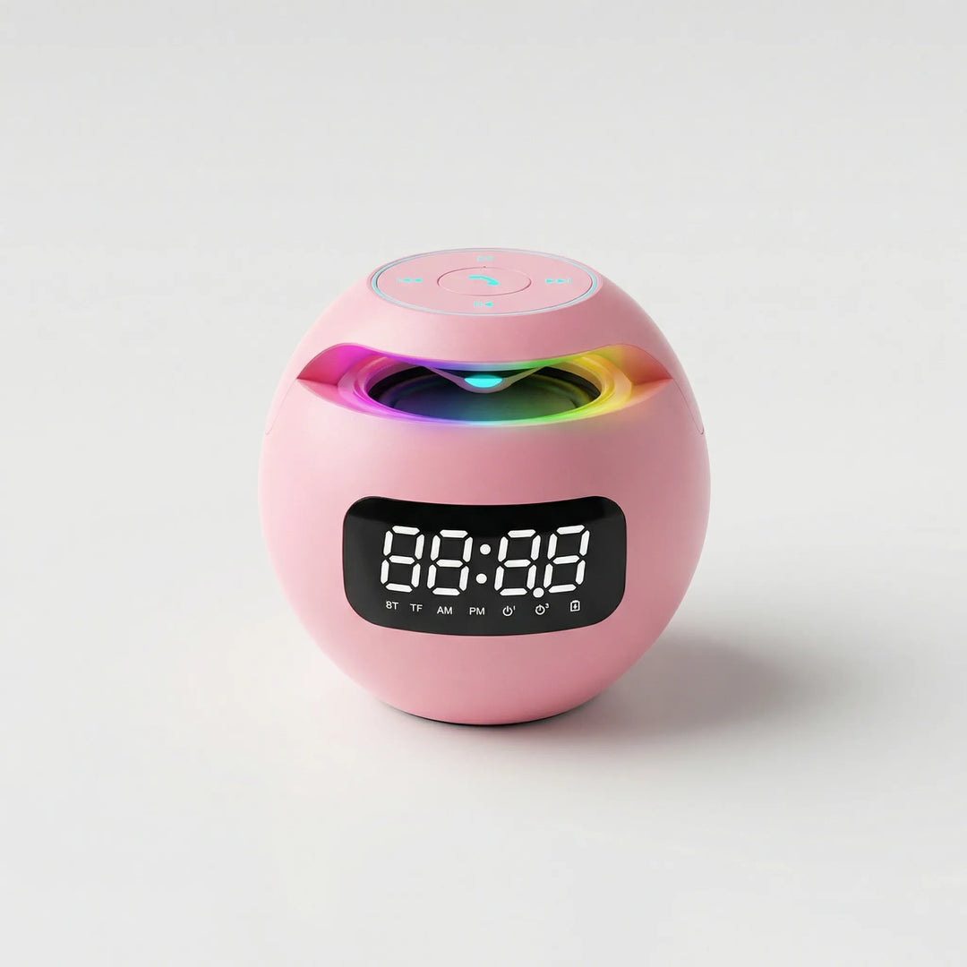 Multifunktionaler Bluetooth-Lautsprecher mit Farblicht, Nachtlicht und integriertem LED-Ambiente.