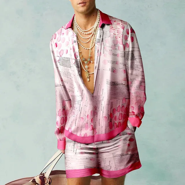 Modernes Herren Freizeit Set "Fabio" mit exotischem tropischem Print. Komfortabel und stilvoll.