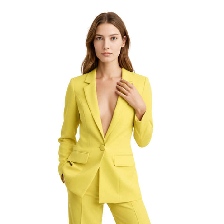 Damen Business Blazer & Hose Set in Schwarz, elegant für Büro, Meetings & formelle Anlässe.