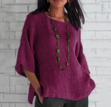 Schickes Damen Sommer Top, vielseitig kombinierbar, Dreiviertelarm, Rundhals, ideal für Freizeit.