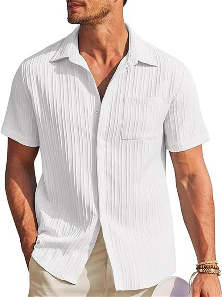 Stylisches Herren Sommerhemd in Grau, locker geschnitten & atmungsaktiv für jede Freizeitaktivität.
