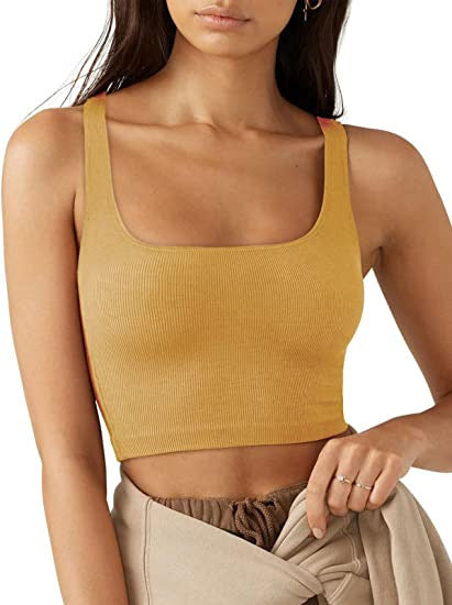 Damen Cropped Top gerippt in Grau, Basic für jeden Anlass. Bequem und stilvoll für vielseitige Mode.