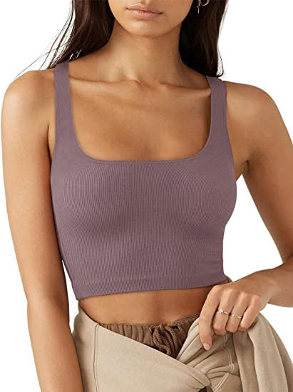 Damen Geripptes Cropped Tanktop in Pastellgrün. Modern & atmungsaktiv für Sommer und Alltag.