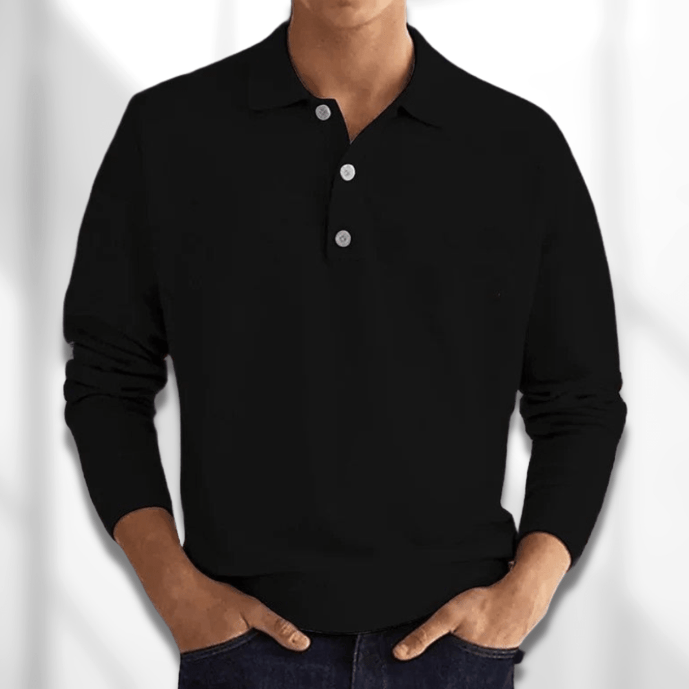 Bequemes Langarm-Poloshirt für Herren, ideal für den Alltag, Freizeit oder einen entspannten Casual-Look.