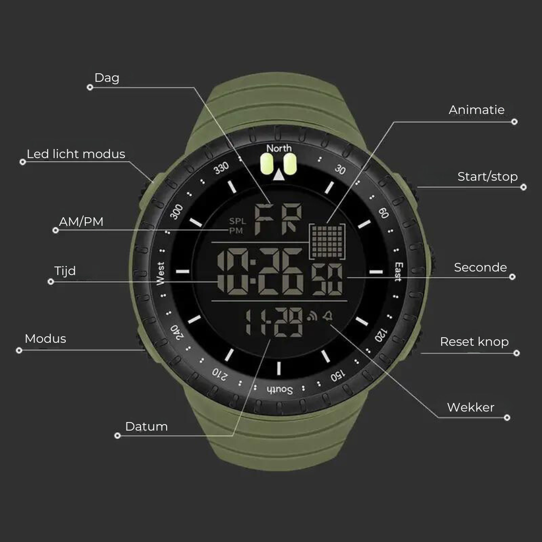 Stylische wasserdichte Herrenuhr AdventureMaster, eine robuste Sportuhr und ideales Männer Accessoire für Outdoor.