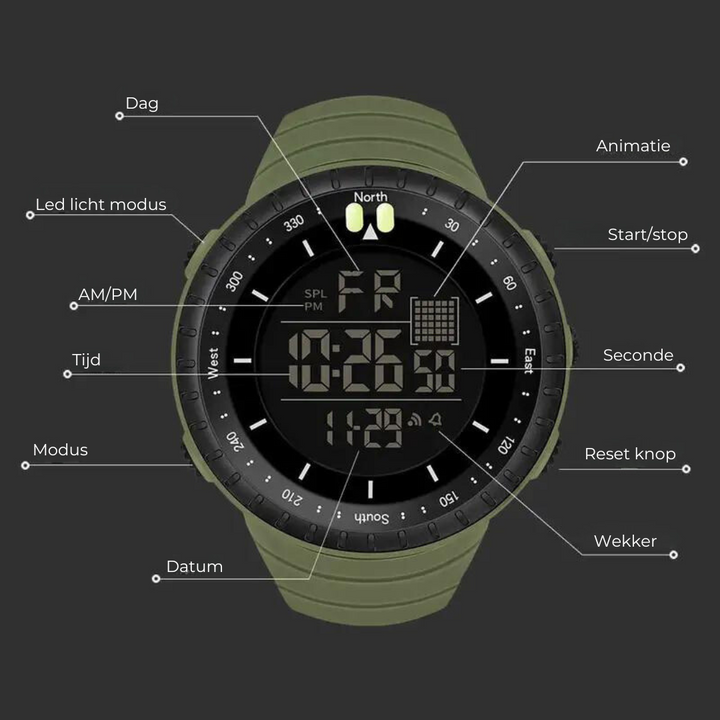 Stylische wasserdichte Herrenuhr AdventureMaster, eine robuste Sportuhr und ideales Männer Accessoire für Outdoor.