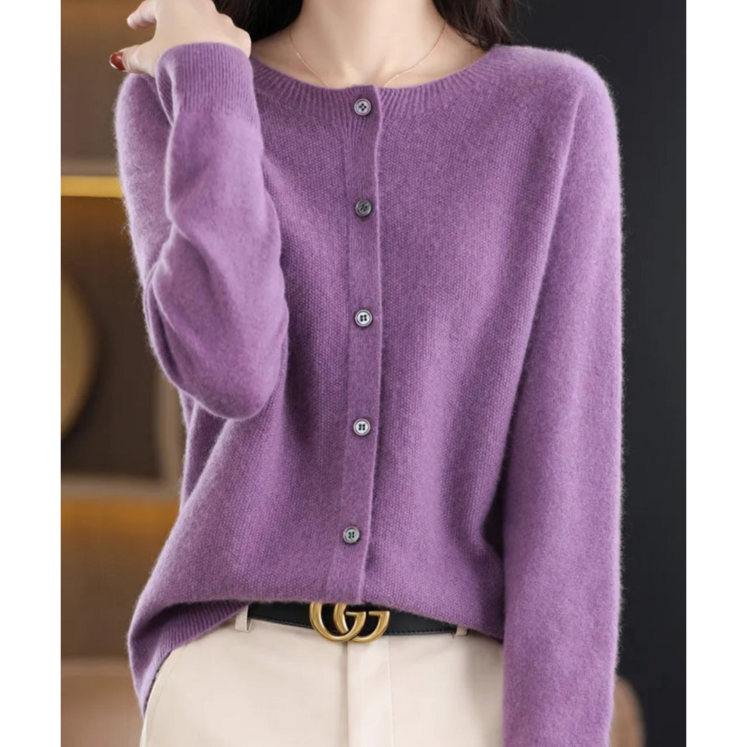 Damen Strickwaren: Langarm-Cardigan mit V-Ausschnitt & Knopfleiste. Herbst/Winter Basic.