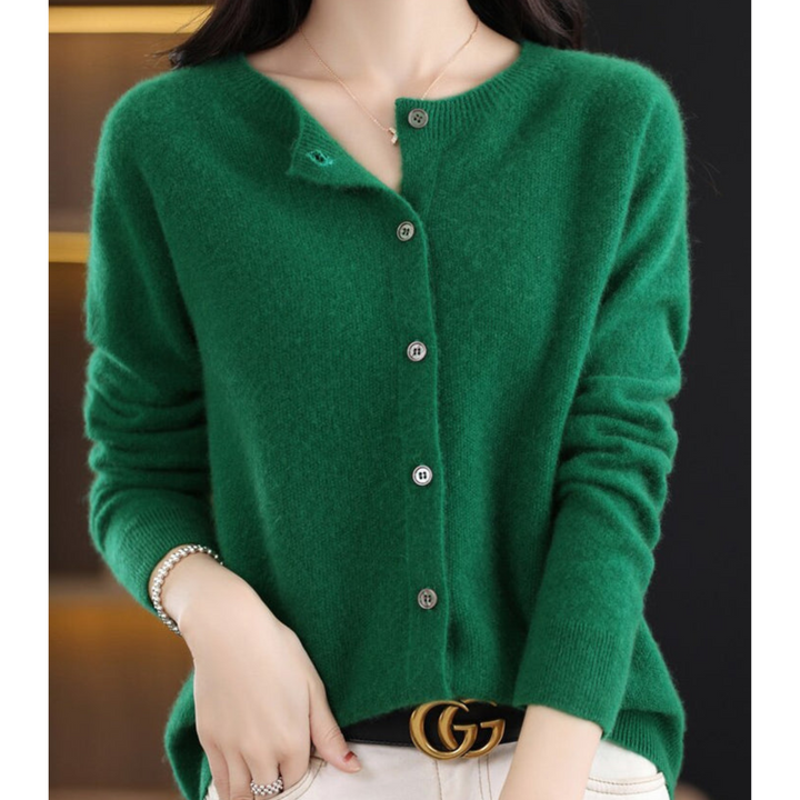 Zeitloser Damen Strickcardigan, V-Ausschnitt, Knopfleiste. Perfekt für Herbst & Winter.