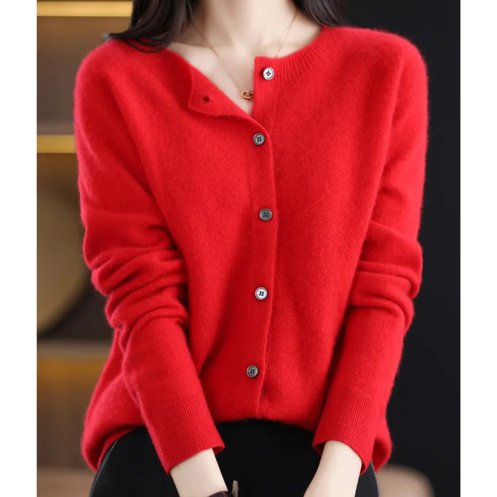 Damen Strickcardigan für Herbst/Winter, V-Ausschnitt, Knopfleiste. Ideal für den Layering-Look.