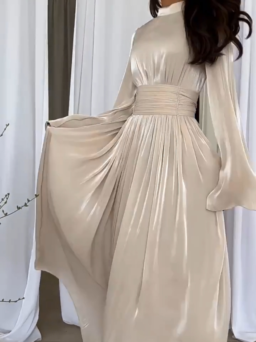 Schickes Damen Maxikleid Langarm, komfortables Abendkleid für festliche Events, perfekt als elegantes Partykleid.