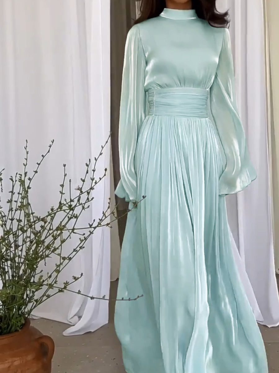 Elegantes Damen Maxikleid mit Langarm, perfekt als Abendkleid oder festliches Anlasskleid für Hochzeitsgäste.