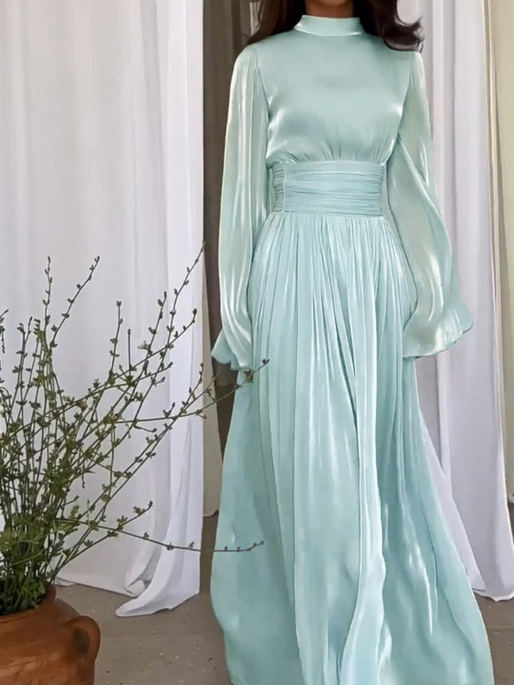 Elegantes Damen Maxikleid mit Langarm, perfekt als Abendkleid oder festliches Anlasskleid für Hochzeitsgäste.