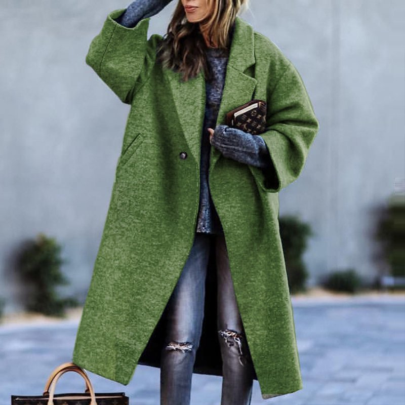 Warmer Damen Wintermantel mit hohem Kragen, langer Schnitt, ideal als Frostschutz & stilvolle Winterkleidung.