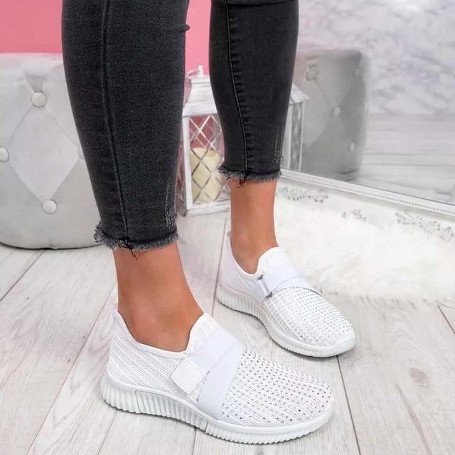 Eleganter Damen Sneaker mit Klettverschluss, bequem & leicht – perfekter Freizeitschuh.