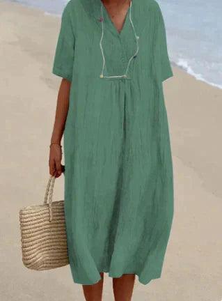 Damen Sommerkleid Elina in Grün am Strand
