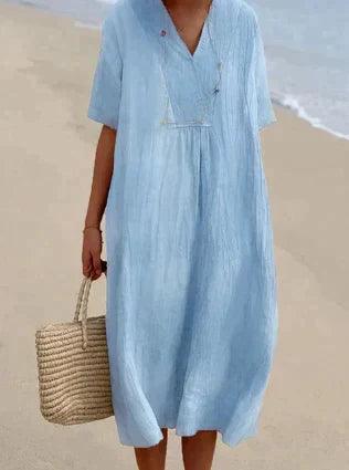 Damen Sommerkleid Elina in Blau am Strand