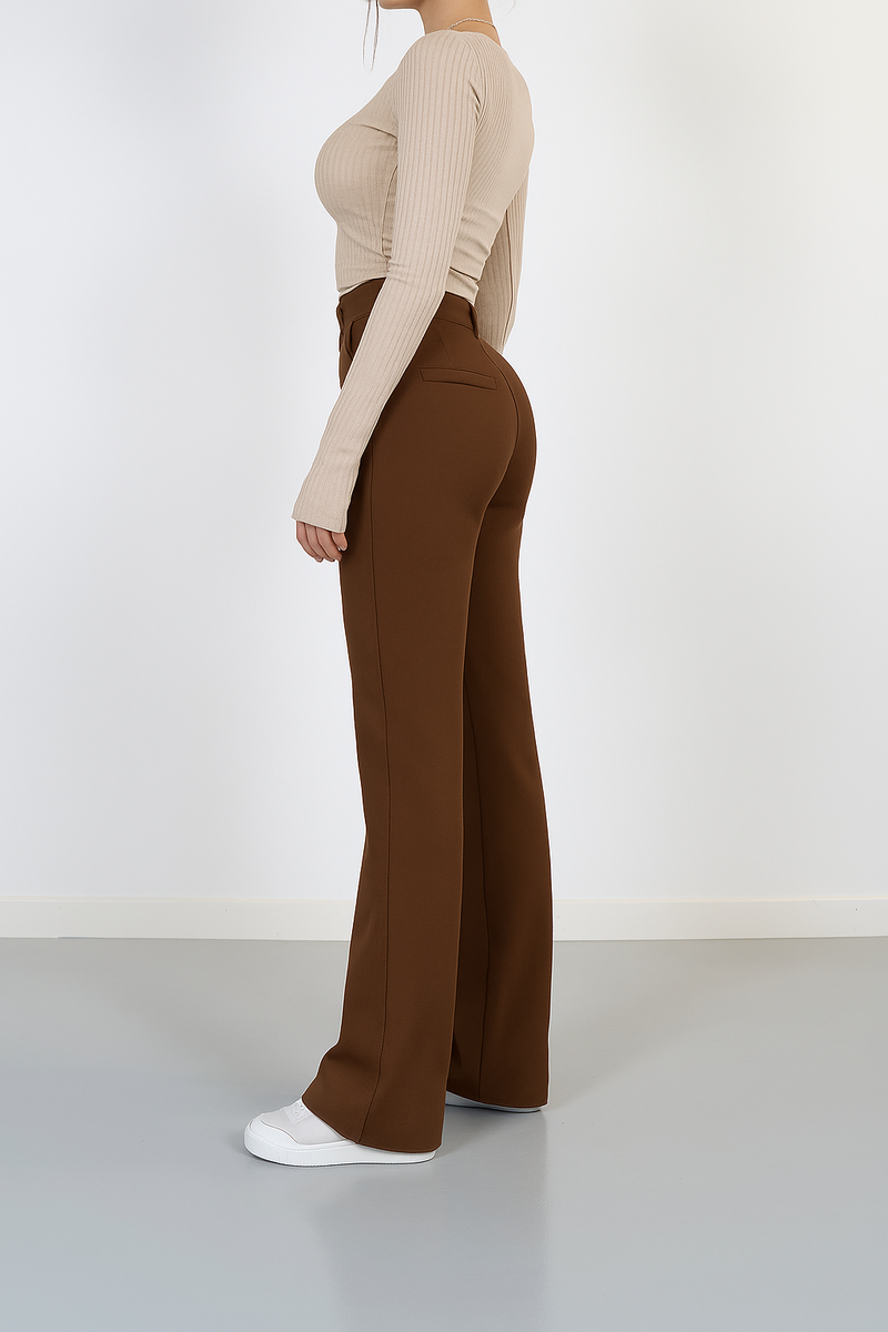 Moderne Damenhose mit hoher Taille, geradem Bein. Kombinierbare Hose in vielen Farben.